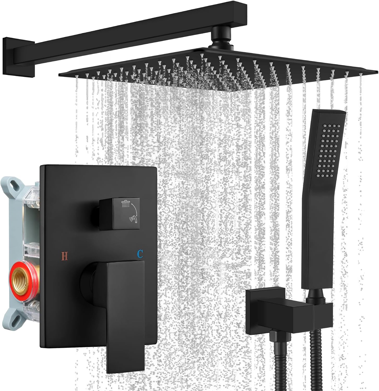 Detalle de gotonovo B07R1WT8GH Shower Faucet Set, Matte Black, 10-Inch Rain Head