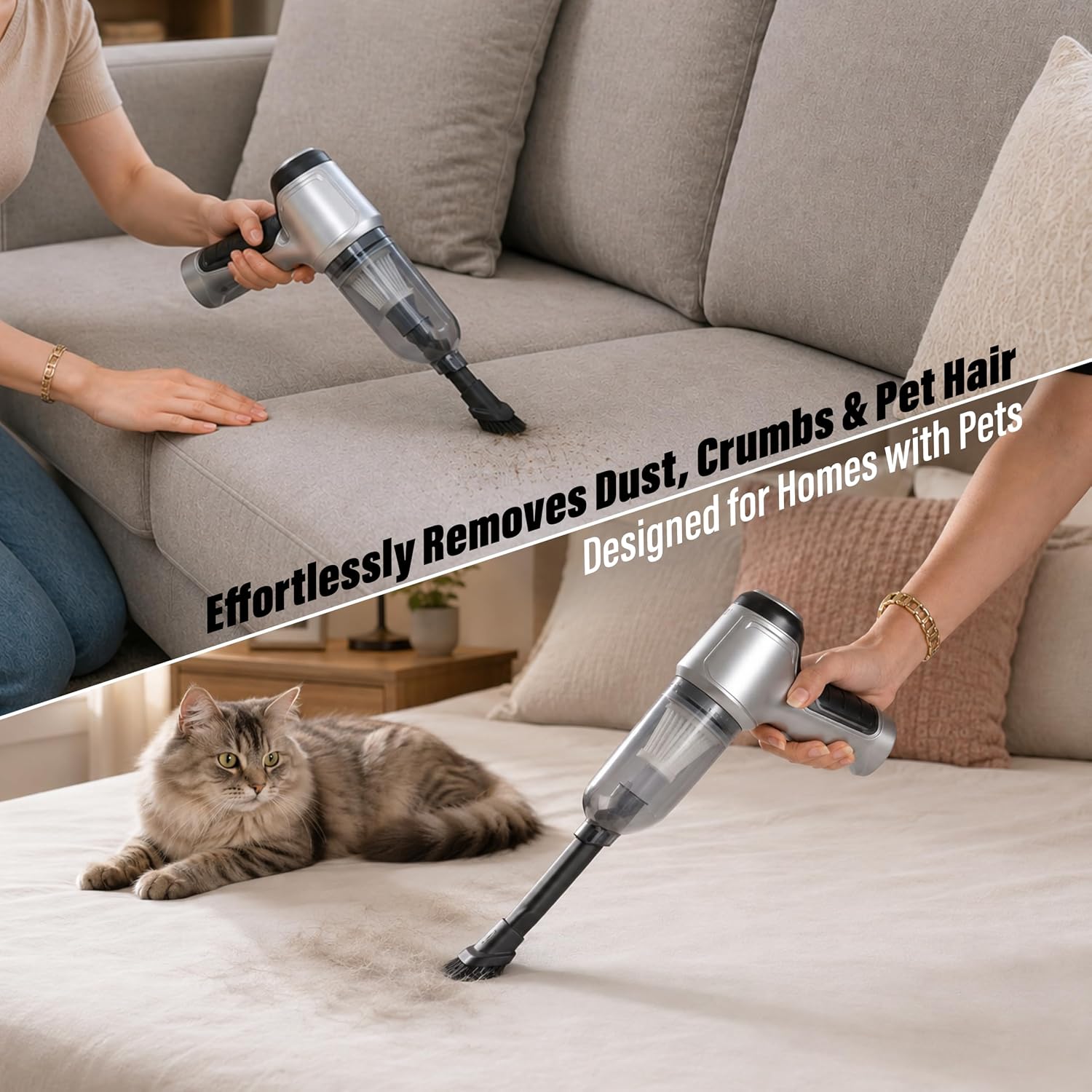 Detalle de EcoNour Handheld Vacuum Cleaner: Powerful 12KPA Suction, 30-Minute Run Time and Portable Cleaning Companion