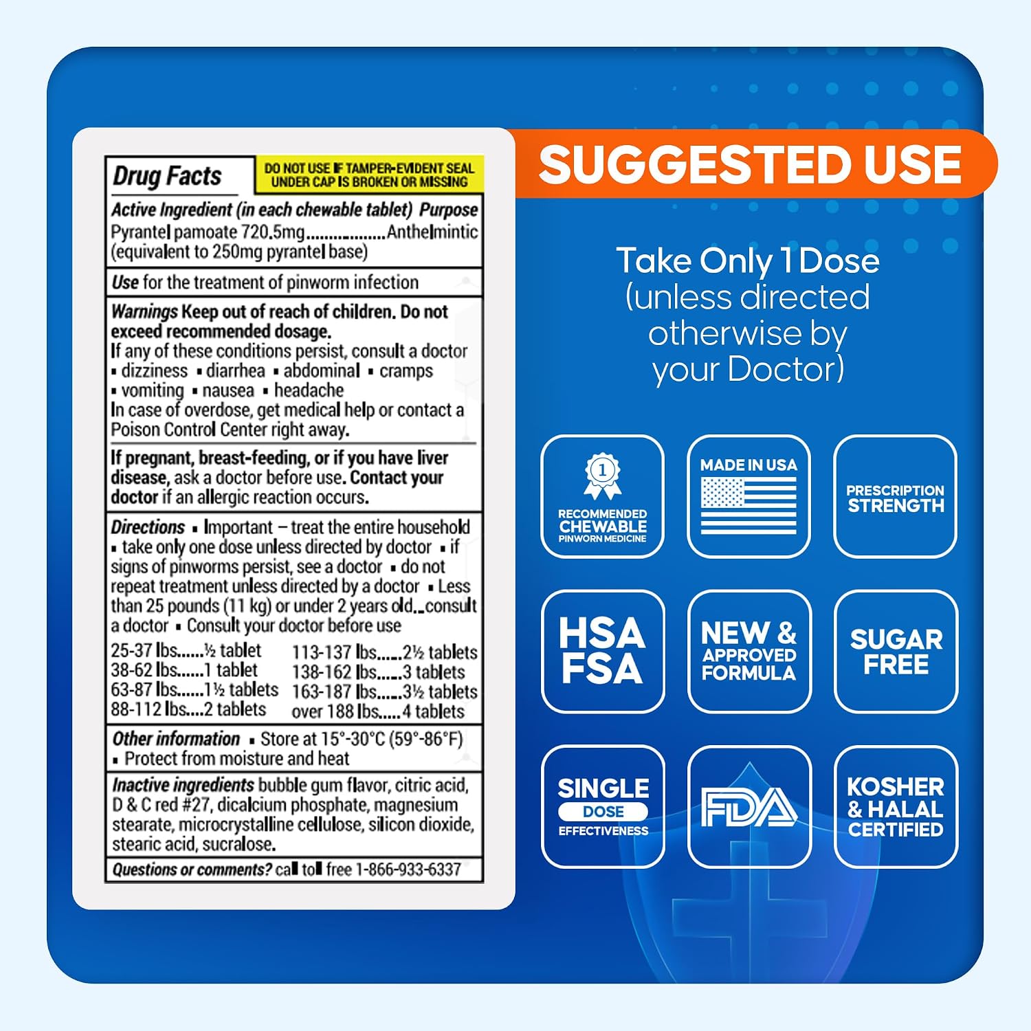 Detalle de PIN RID Pyrantel Pamoate 250 mg Chewable Pinworm Medicine, 24 Count