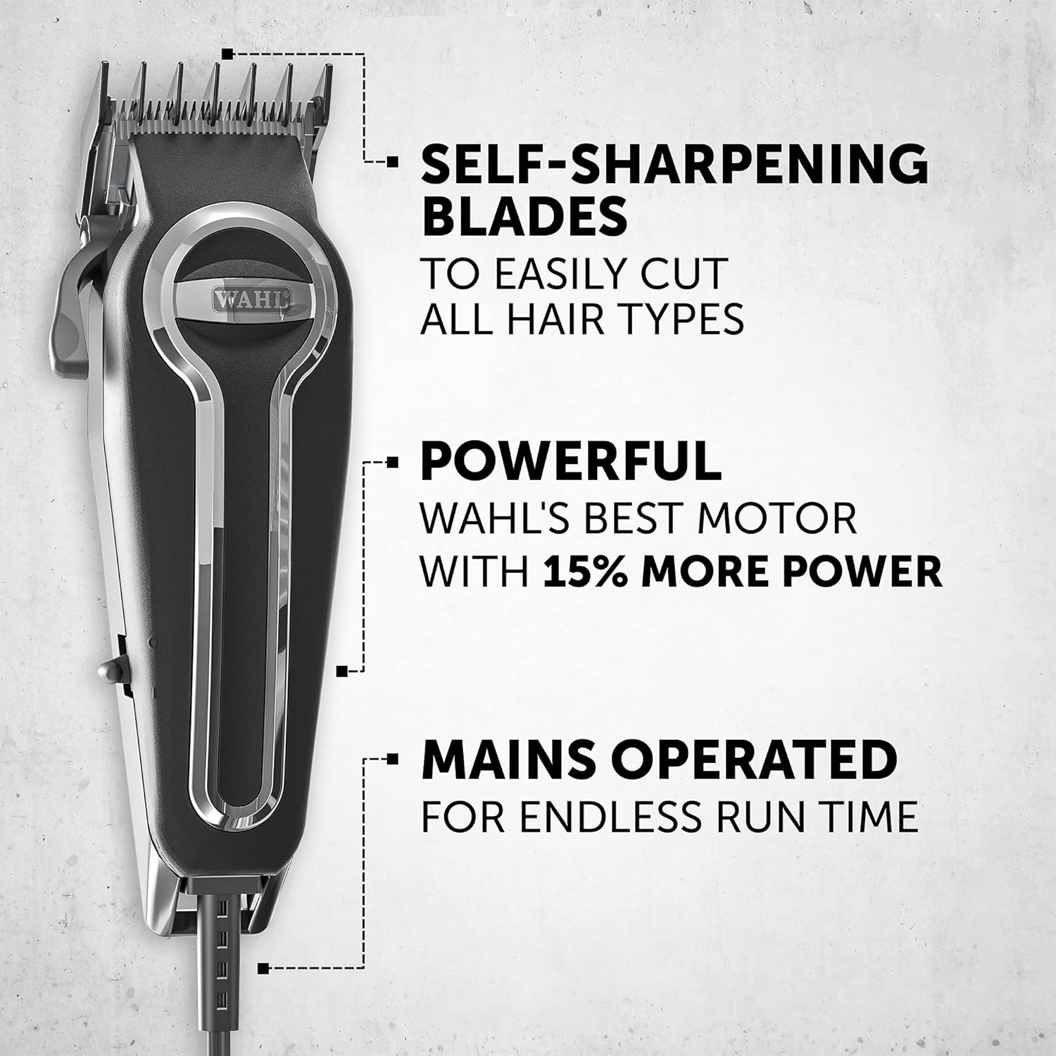 Detalle de Wahl Elite Pro Haarschneider für Männer – Selbstschärfende Präzisionsklingen, Secure-Fit, Taper Lever, kabelgebunden