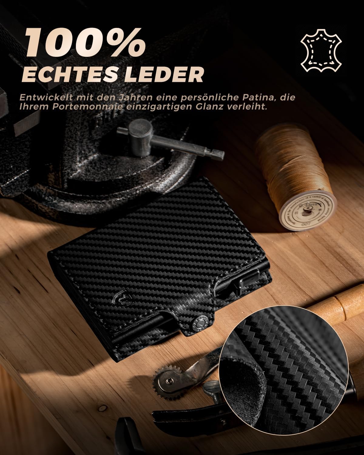 Thumbnail 4 de LORZOR Slim Wallet mit XXL‑Münzfach 9,8 x 7 x 2 cm