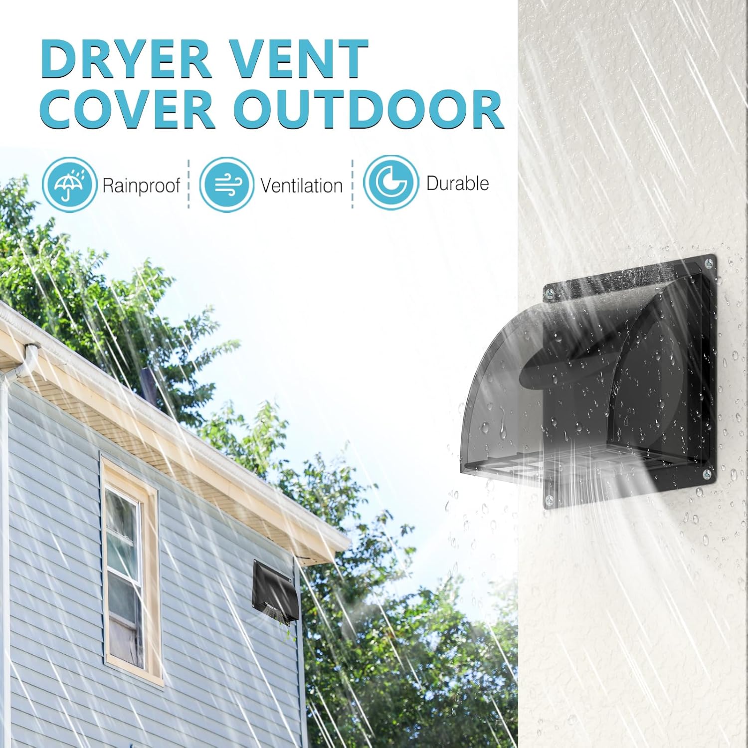 Thumbnail 1 de HG Power PM800 4-Inch Dryer Vent Cover, Black Metal with Removable Screen