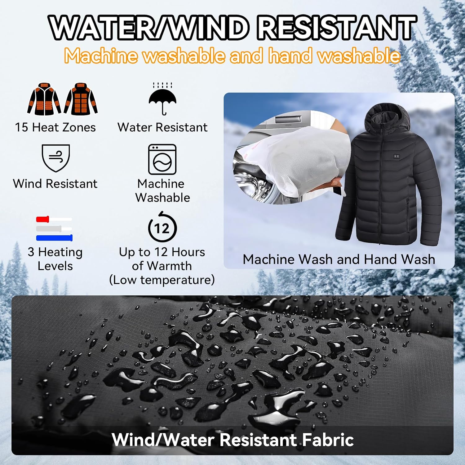 Detalle 2 de CHANGEOWN Heated Jacket for Men and Women, 15 Heating Zones, Dual Controls