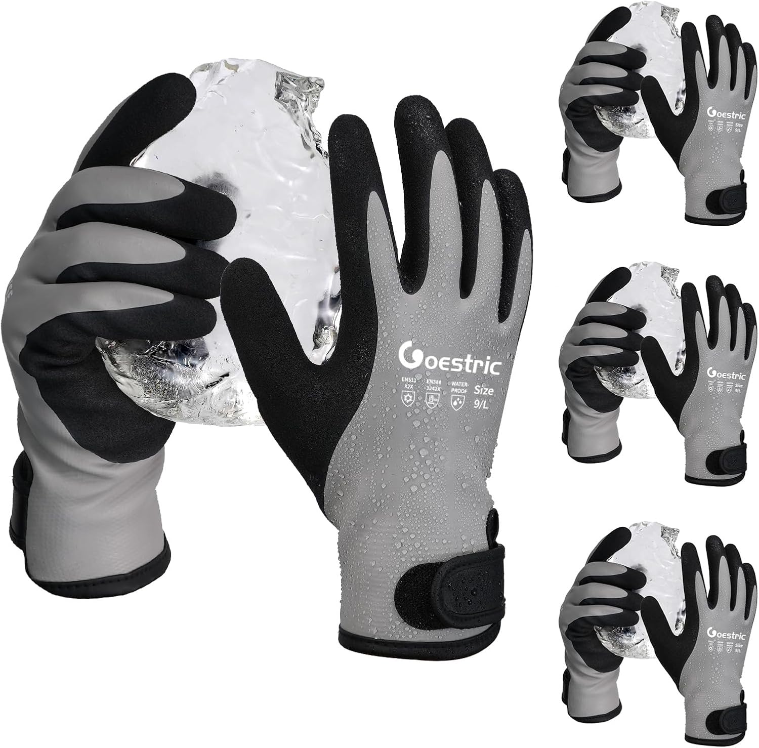 Detalle de GOESTRIC Waterproof Winter Work Gloves, Insulated with Double-Layer Latex Grip