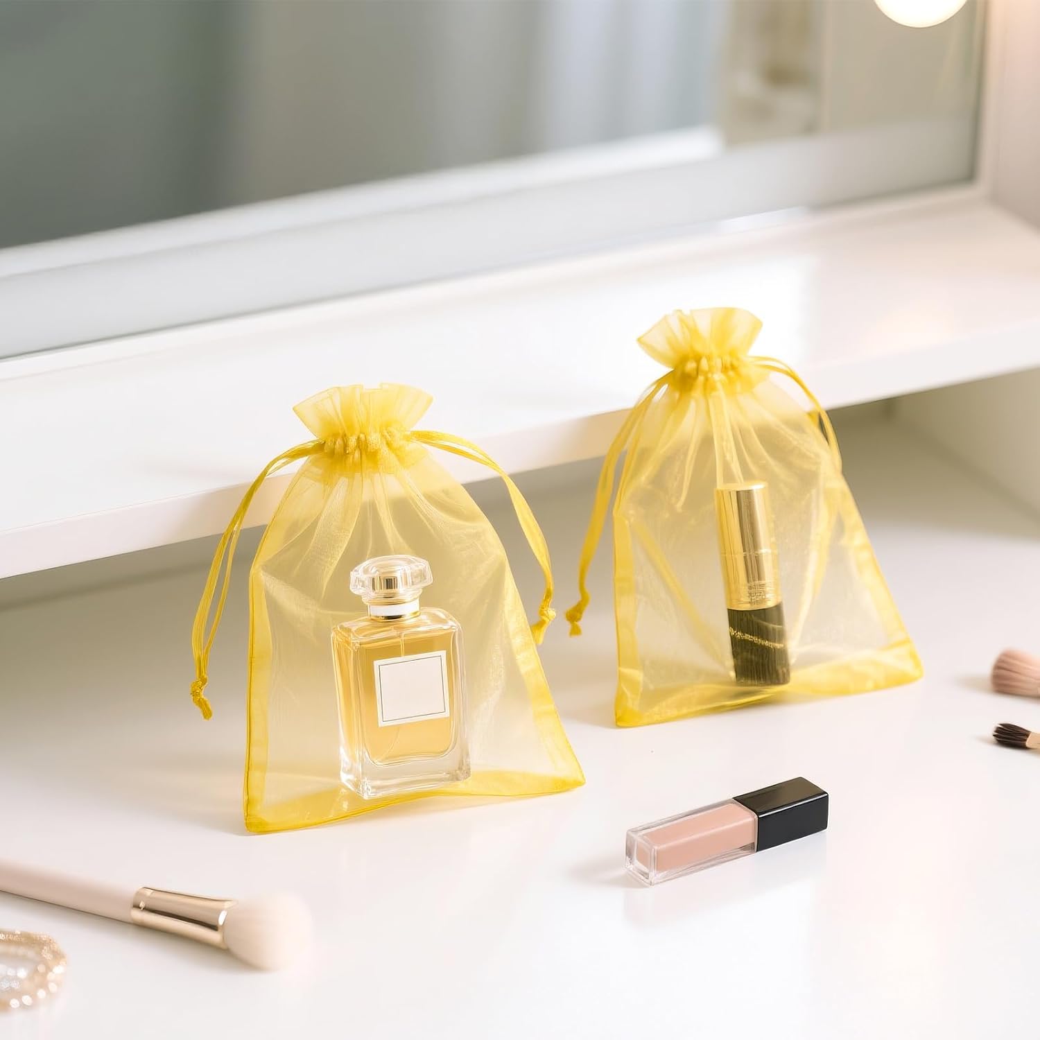Thumbnail 5 de G2PLUS Gold Organza Gift Pouches 10x15 cm