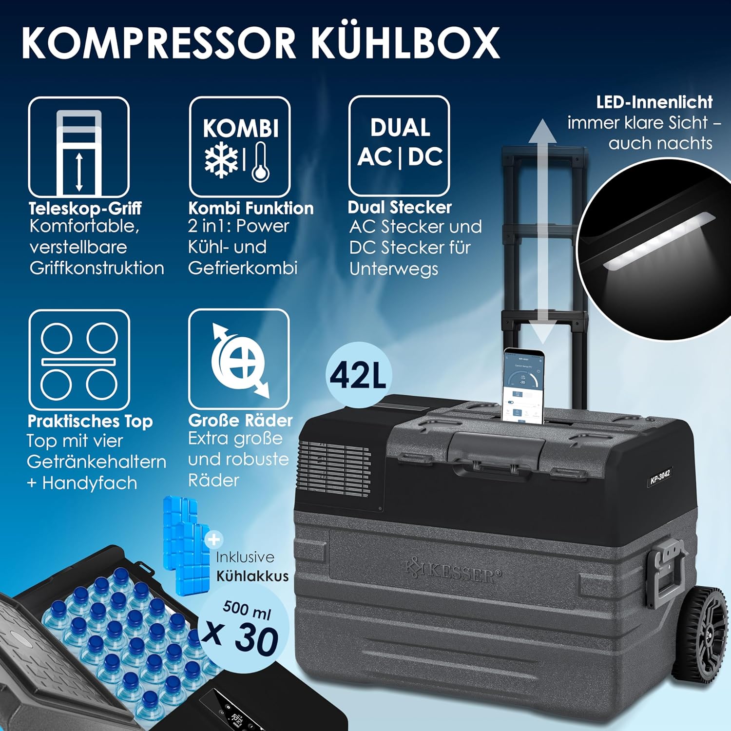 Thumbnail 1 de KESSER Kompressor Kühlbox 42 L Gefrierbox
