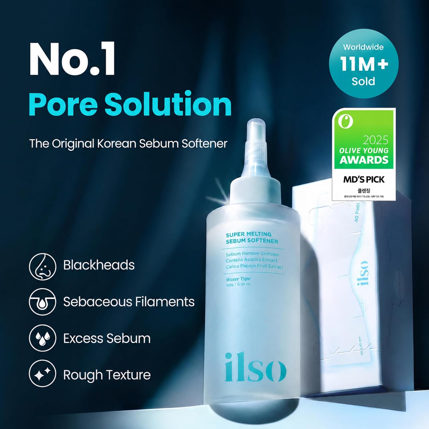 Thumbnail 1 de ilso Super Melting Sebum Softener with 40 Cotton Pads – Korean Skincare for Gentle Blackhead & Sebum Removal