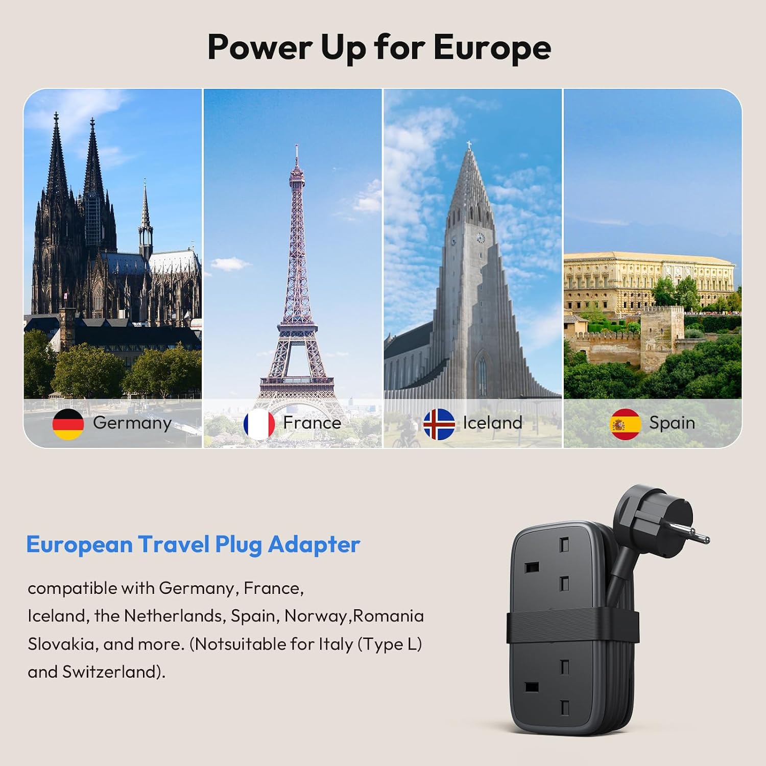 Detalle 2 de NTONPOWER UK to European Plug Adapter 1.2M