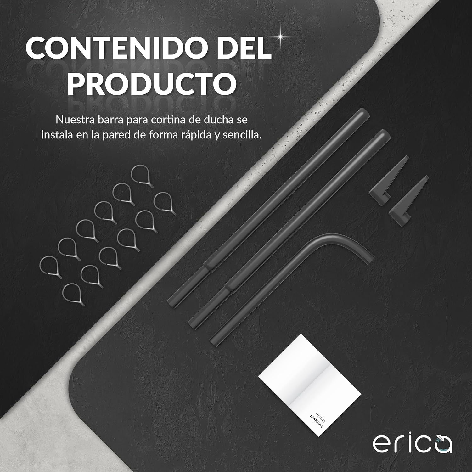 Thumbnail 4 de Erica Barra de Ducha 85x95cm Inoxidable 🛁 Sin Fijación