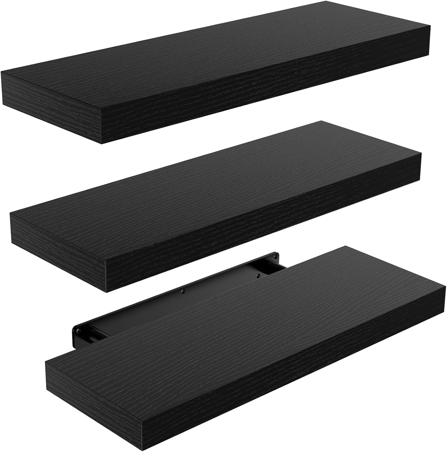 Detalle de STOREMIC Wandregal Schwarz 3er-Set