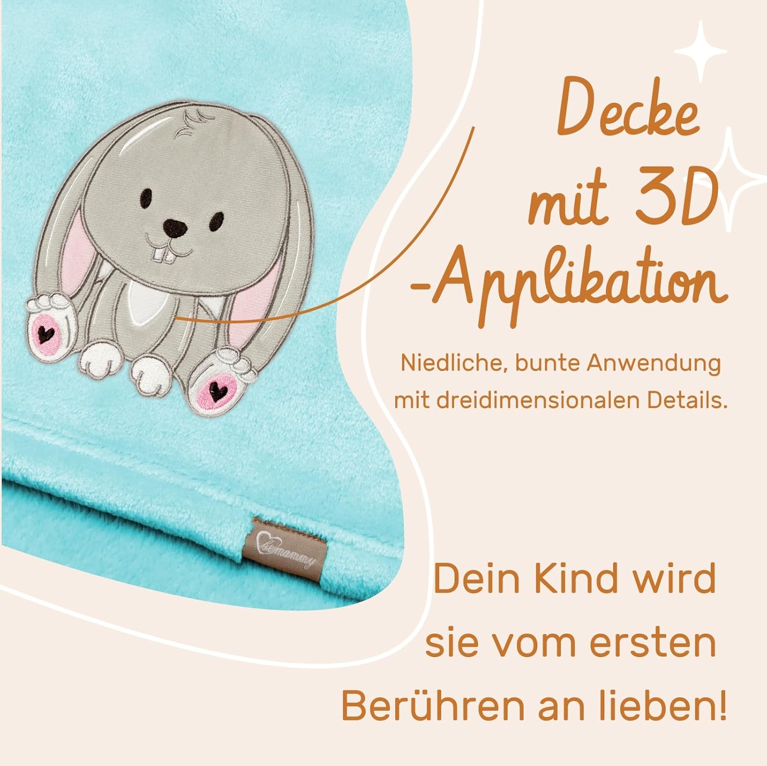 Thumbnail 4 de Be Mammy Coperta calda per bambini con peluche 3D Coniglio Blu Polvere