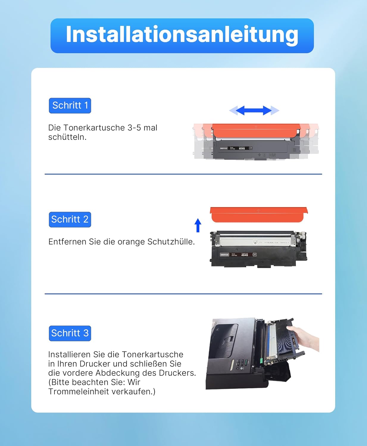 Detalle de SODFACE CLT-P404C 404S Toner-4er-Pack kompatibel mit Samsung Xpress C480/C430 – Schwarz/Cyan/Gelb/Magenta