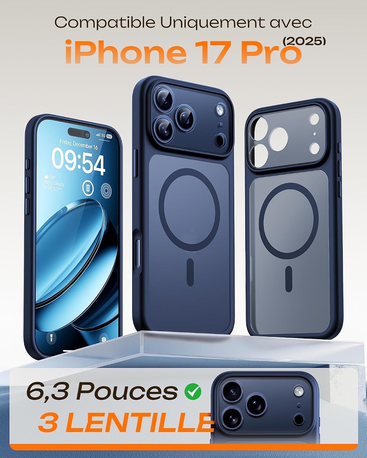 Detalle 2 de Coque magnétique TOCOL pour iPhone 17 Pro, 6,3 po