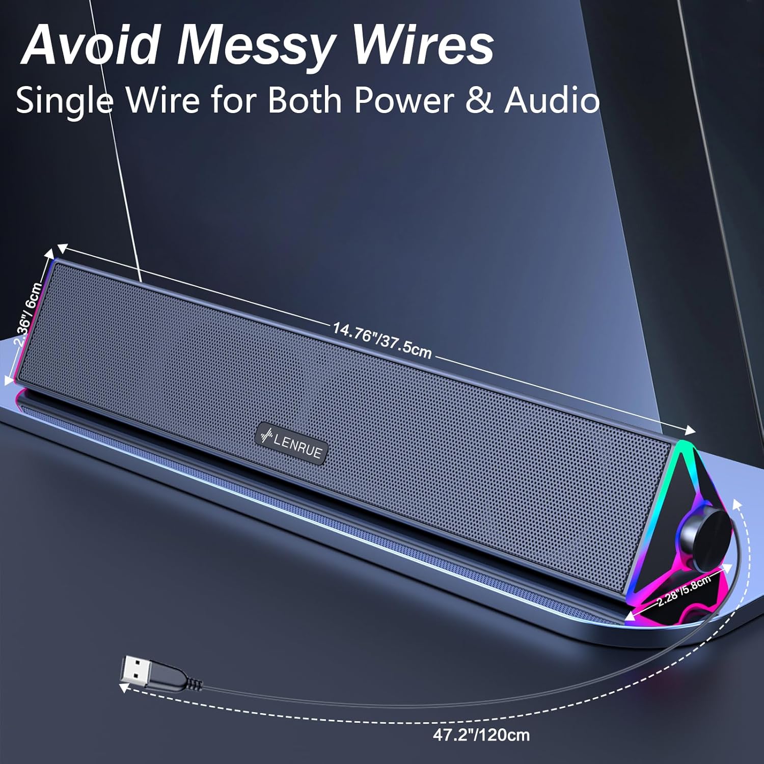 Thumbnail 5 de LENRUE PC Speakers USB Soundbar