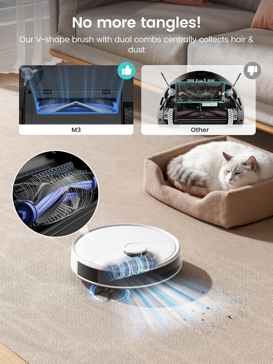 Detalle 1 de Lefant M3 Robot Vacuum and Mop, 12,000Pa Suction, LiDAR and Self-Emptying Dock
