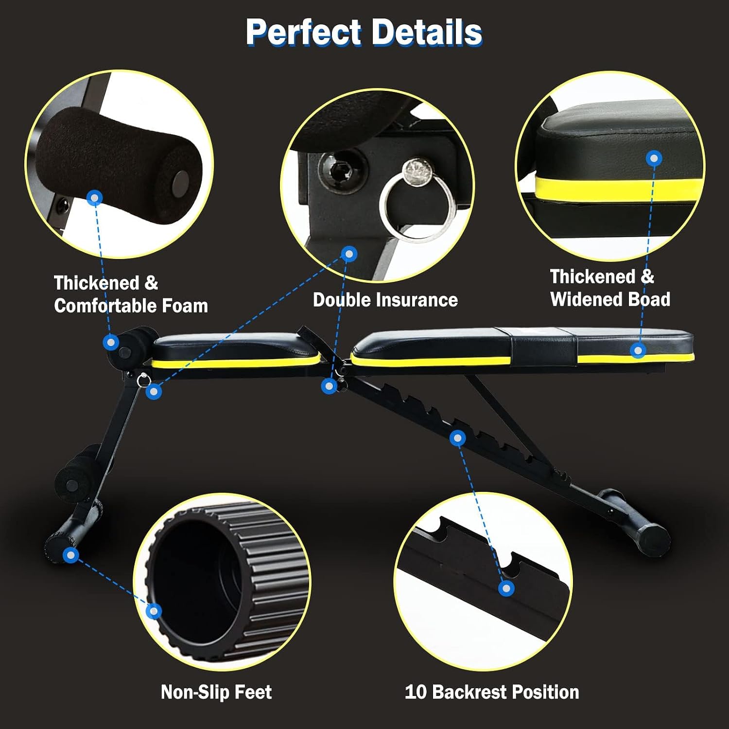 Thumbnail 4 de Teclor Adjustable Weight Bench, 10-Position Foldable Steel Frame