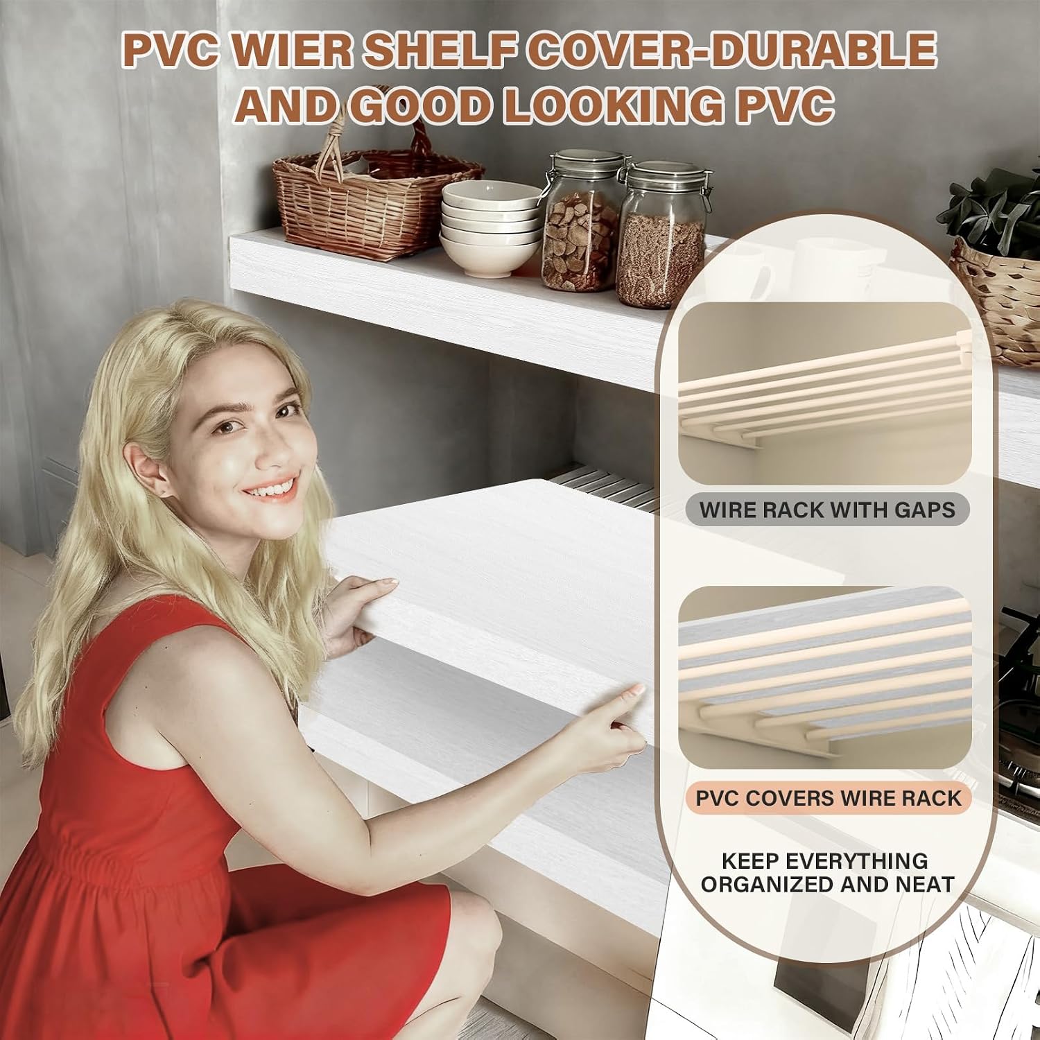 Detalle 2 de clicliet Wire Rack Covers for Shelves (24x12 PVC, 0.31-inch thick) — Wire Shelf Liners in White