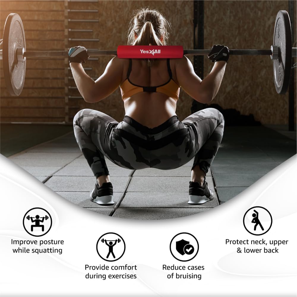 Detalle de Yes4All Barbell Pad with Nylon Cover for Hip Thrust, Squat and More – Extra Thick Cushion
