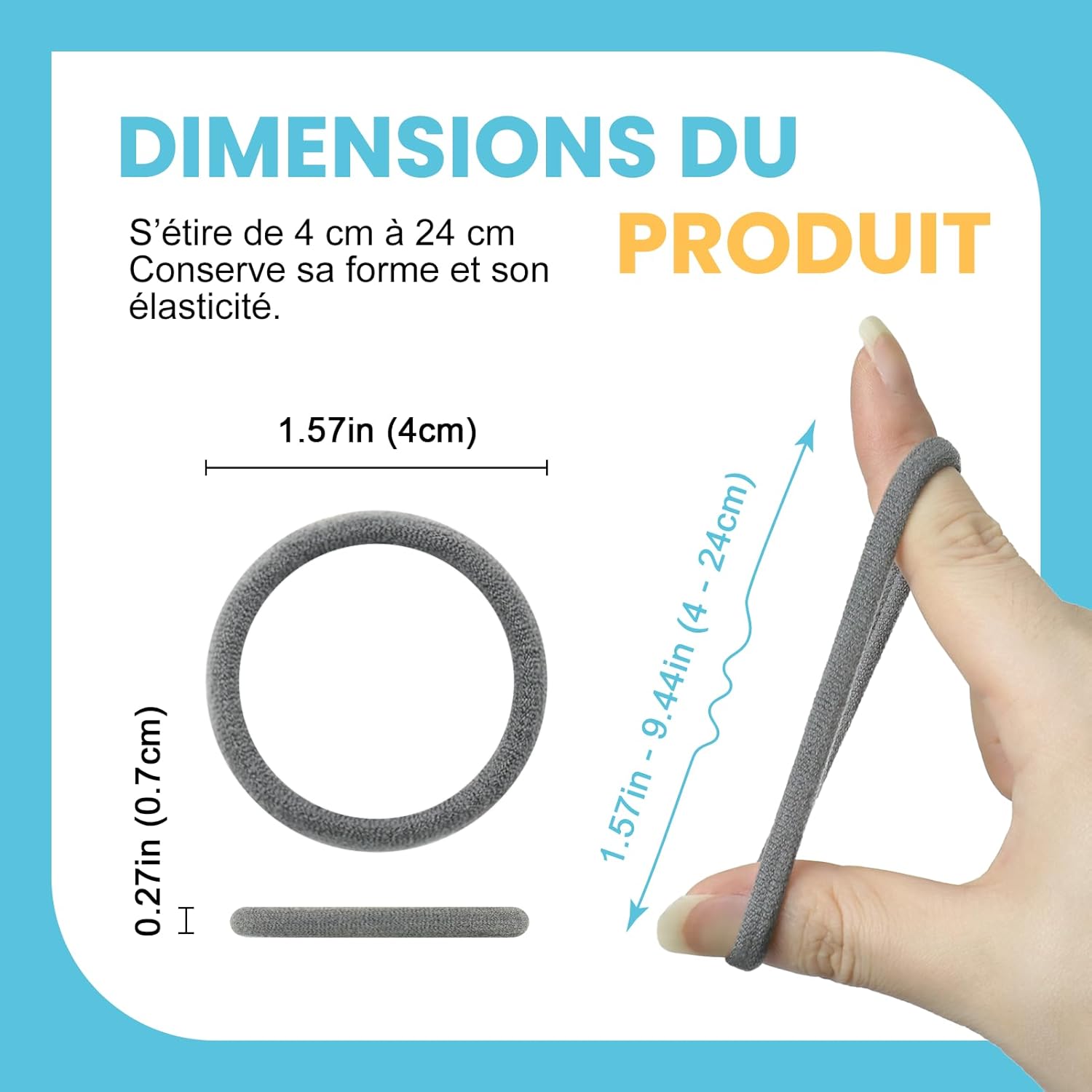 Detalle 2 de HOYOLS lot de 100 élastiques cheveux, 4 cm