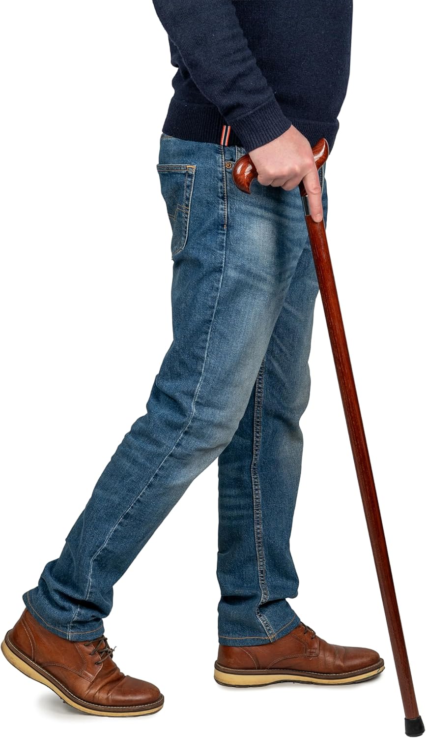 Detalle de Dr. Watson Classic Derby Gehstock – handgefertigter Eschenholz-Stock mit polierter Edelstahlmanschette