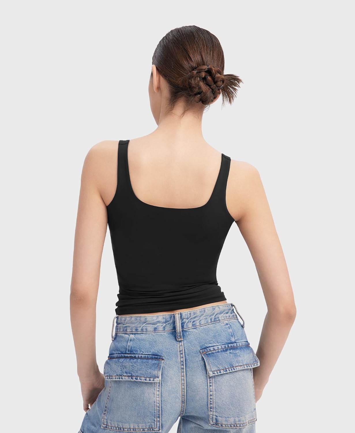 Thumbnail 4 de PUMIEY Women's Square Neck Tank Top: Double-Lined, Sleeveless Essential