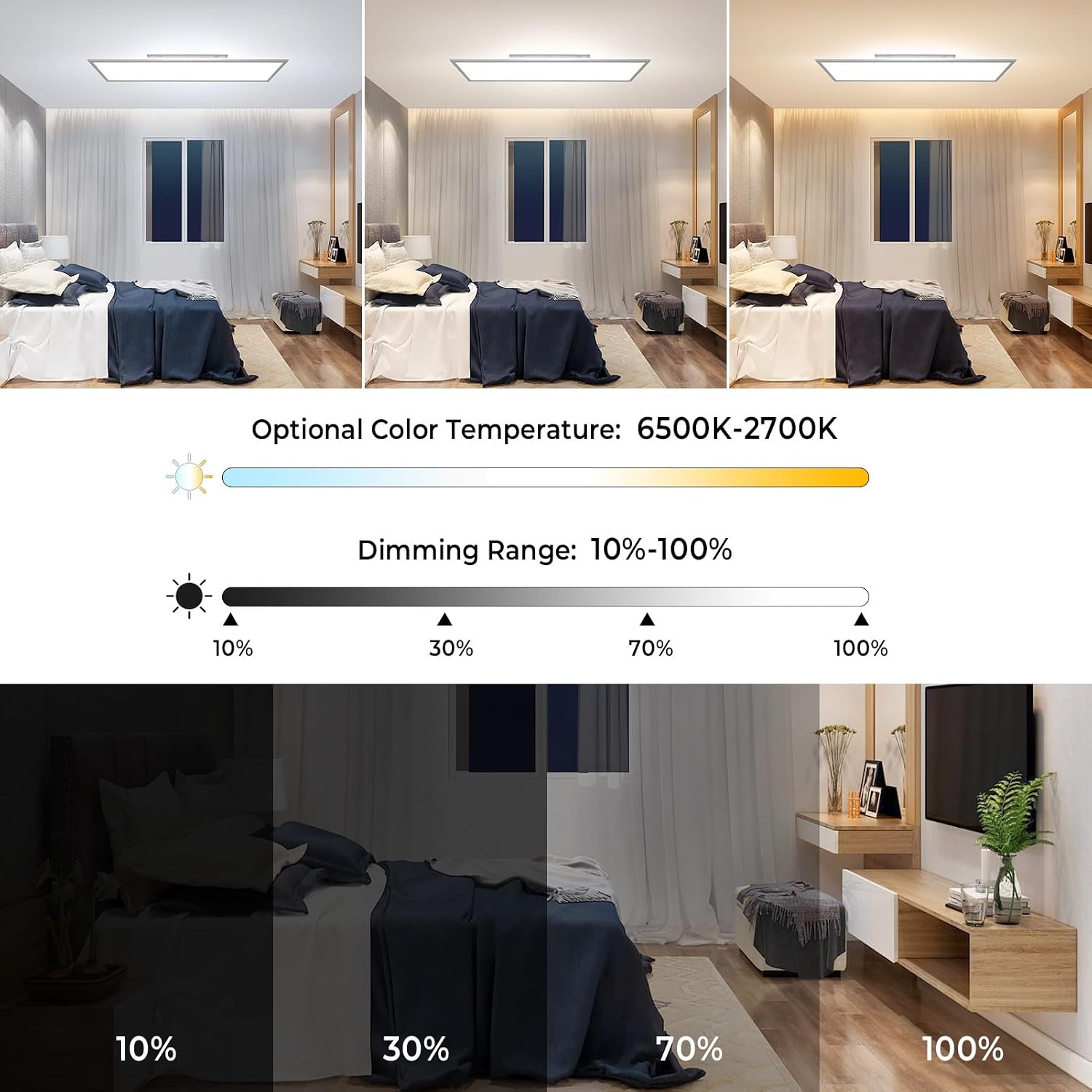 Detalle 2 de Omdekor ledplafondlamp 120 x 30 cm, 55 W, dimbaar met afstandsbediening