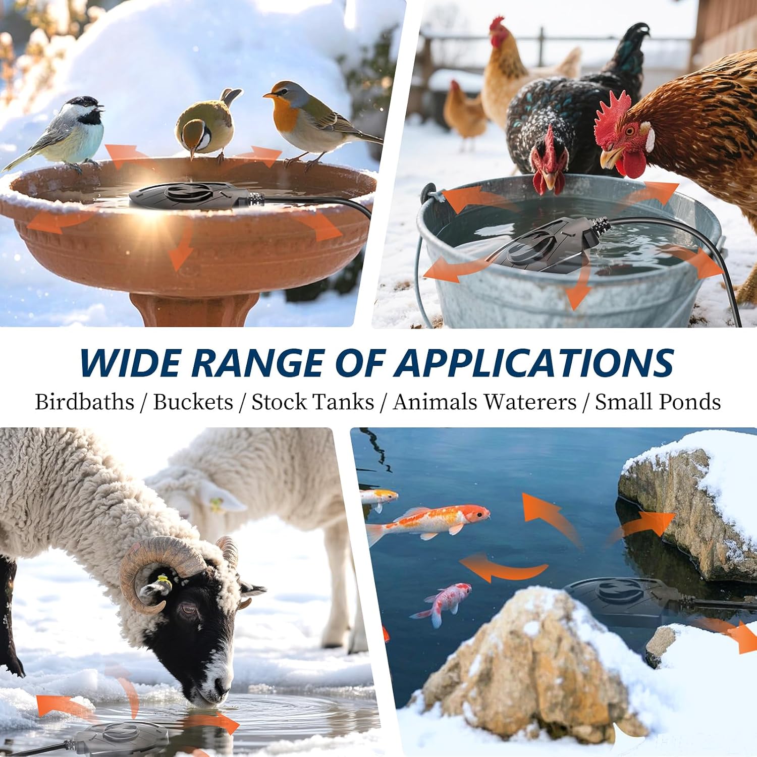 Thumbnail 5 de Webuys Bird Bath Heater-729 100W Heated Bird Bath Deicer, Black