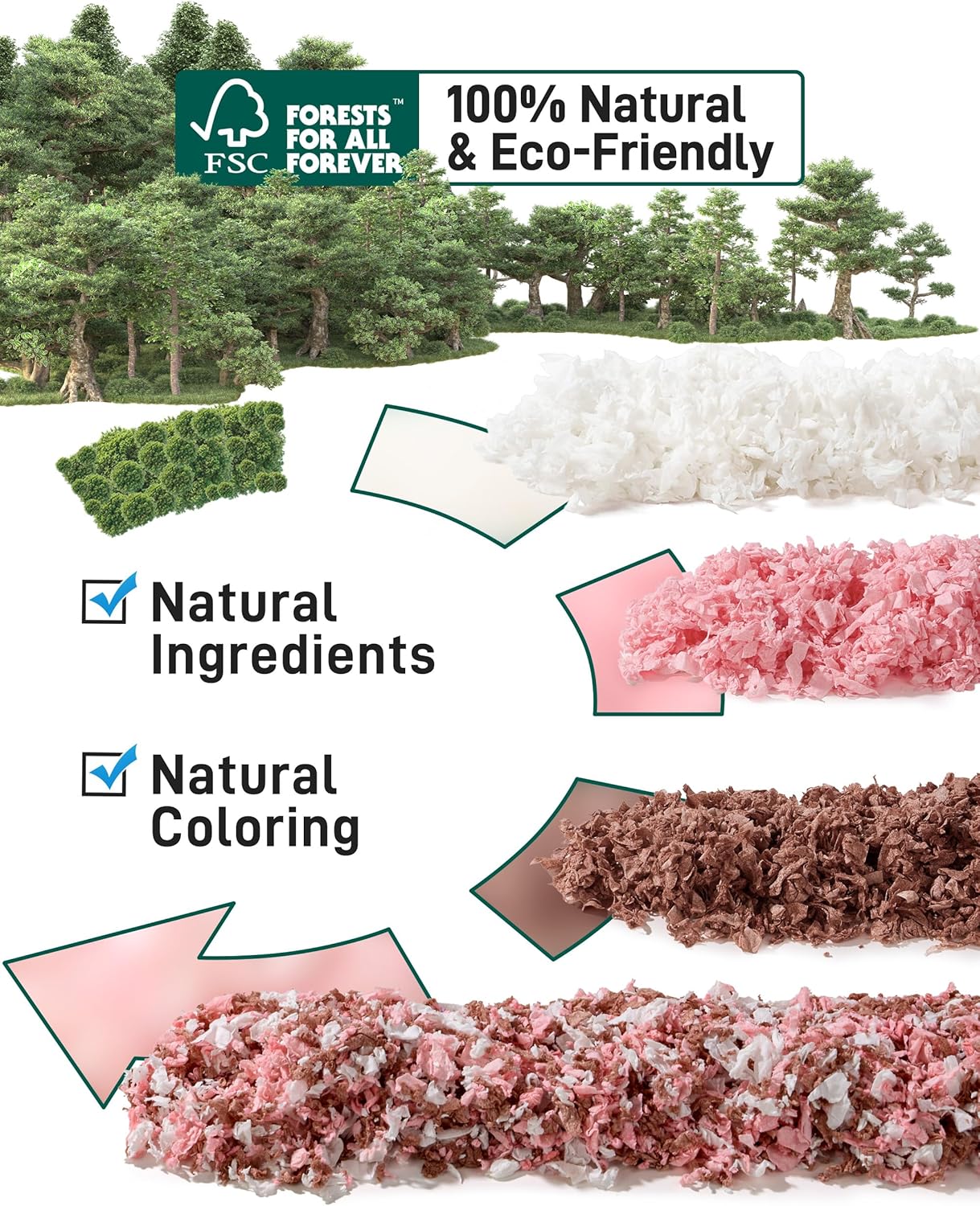 Detalle de BUCATSTATE Hamster Bedding 15L (Blossom) — 99% dust-free paper bedding for small pets