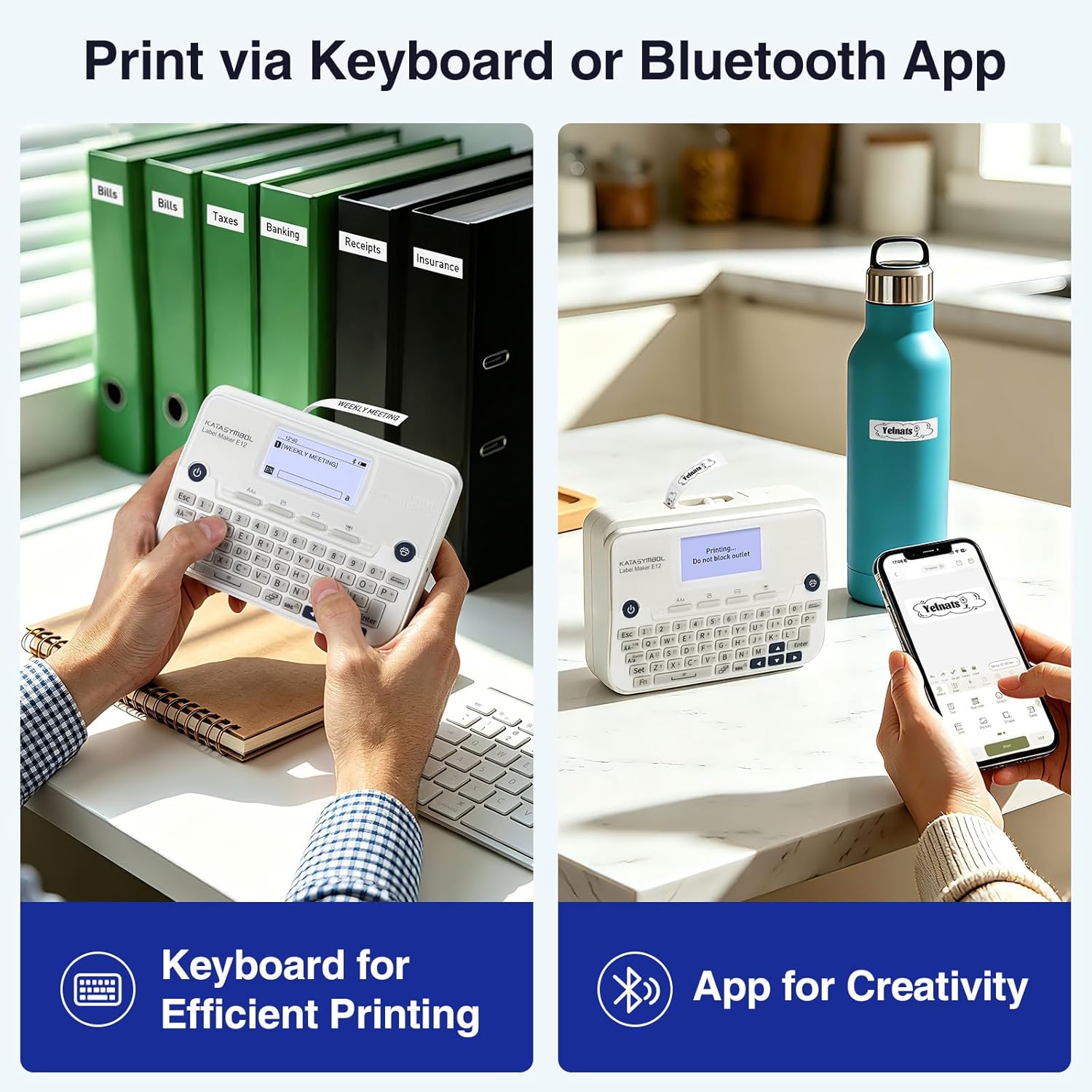 Thumbnail 1 de SUPVAN E12 Bluetooth Label Maker: 4 Tapes, App & Keyboard, 30+ Fonts, 660+ Icons