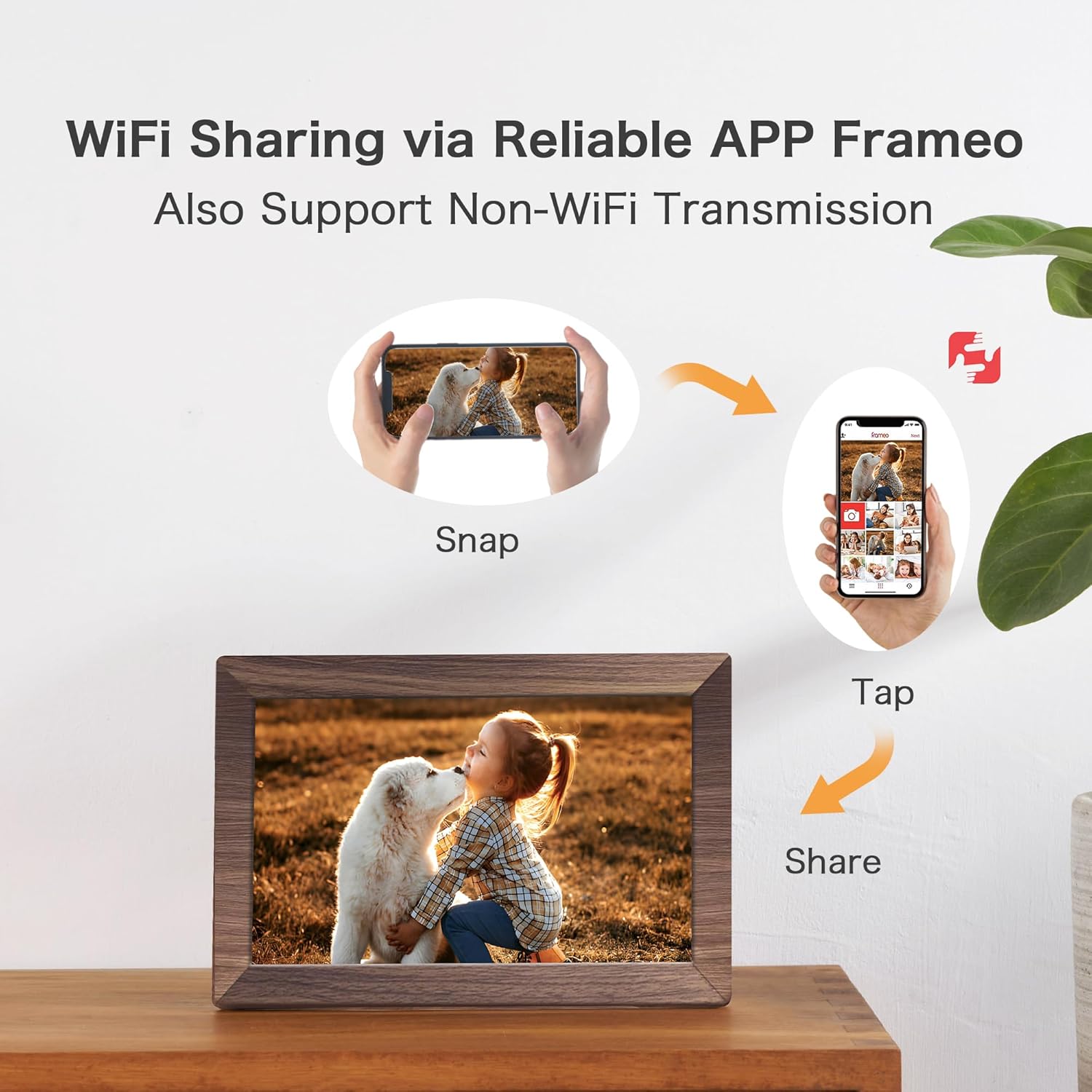 Thumbnail 2 de Frameo WiFi 10.1-Inch Digital Picture Frame with 32GB, IPS Touch Display