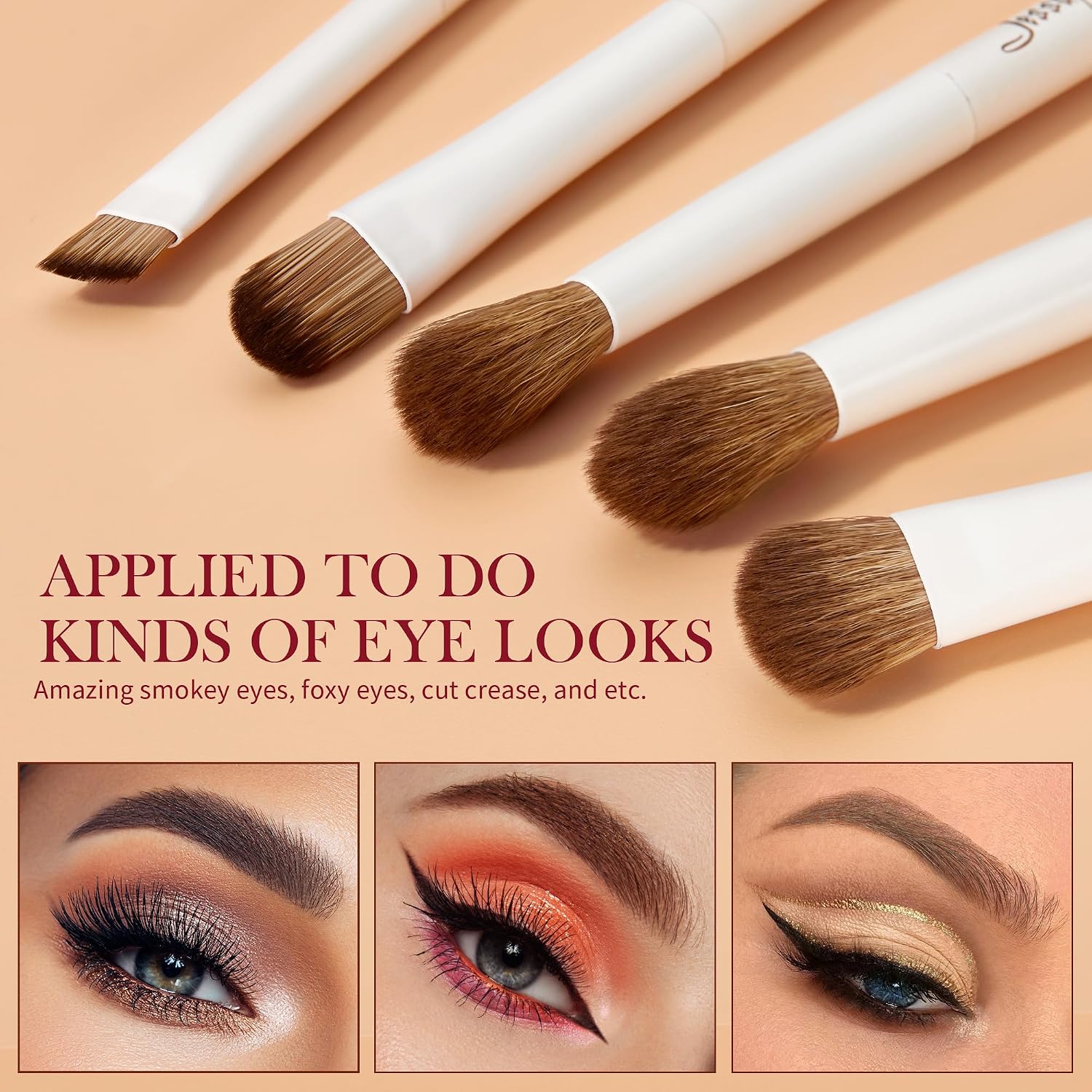 Detalle 2 de Jessup lot de 14 pinceaux maquillage en coffret cadeau (T329-G) pour teint, yeux et contour
