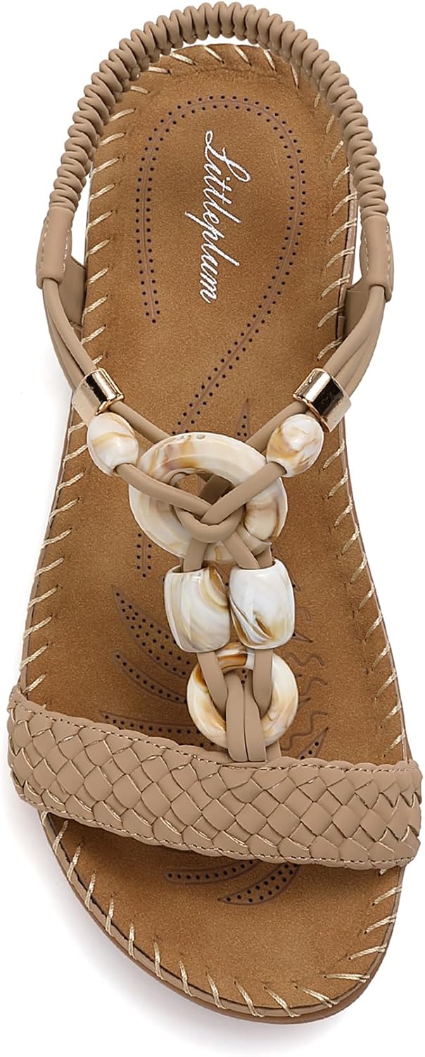 Detalle de Littleplum Damen Sandalen – Sommersandalen, flache Bequem-Sandaletten