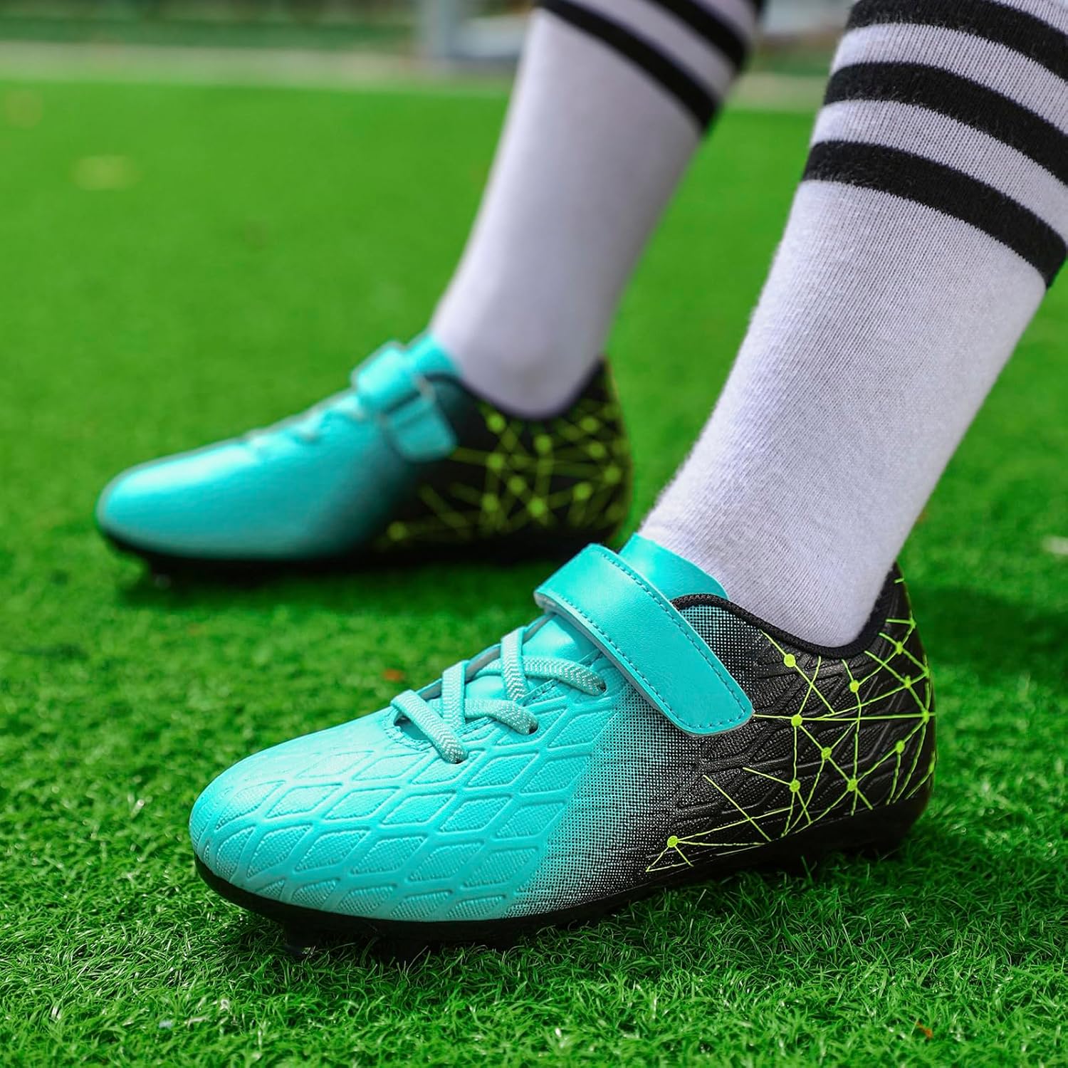 Thumbnail 1 de DimaiGlobal Kinder-Fußballschuhe mit Stollen (FG/AG) und Klettverschluss für Kunstrasen