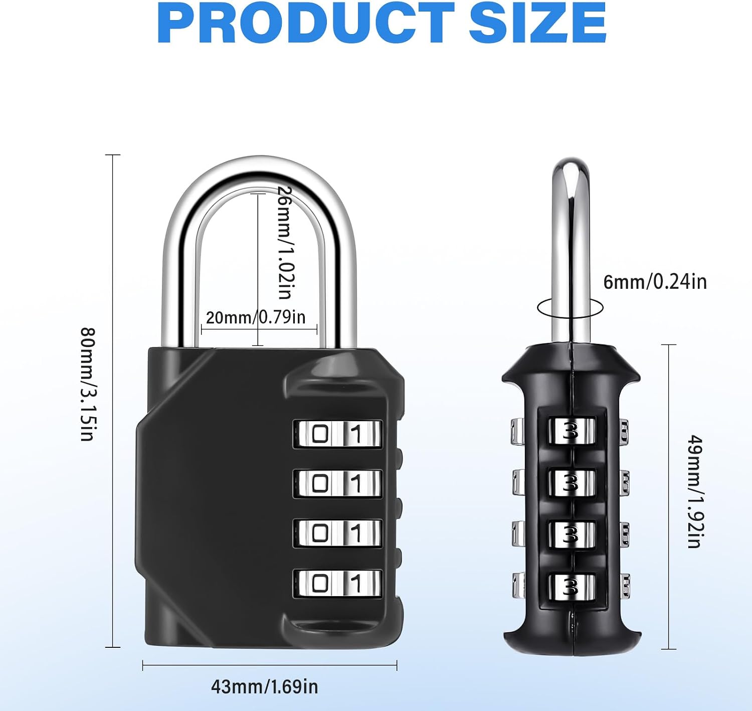 Detalle 2 de 4Pcs Combination Padlock Heavy Duty
