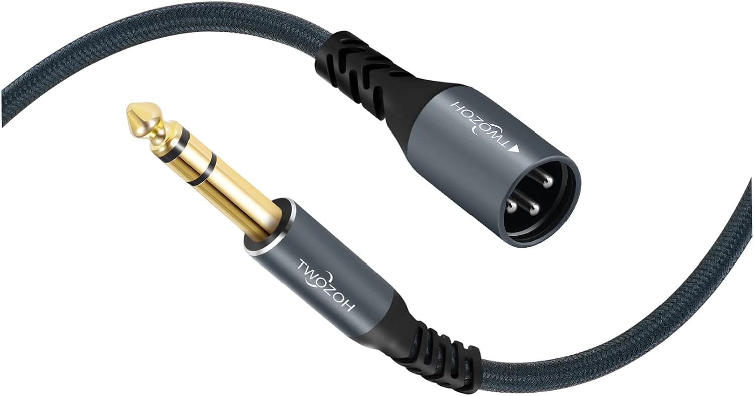 Detalle de Twozoh Klinke 6,35 mm auf XLR Stecker 3-poliges Audiokabel, 1 m – Geflochtenes XLR auf 1/4" TRS Symphony Line