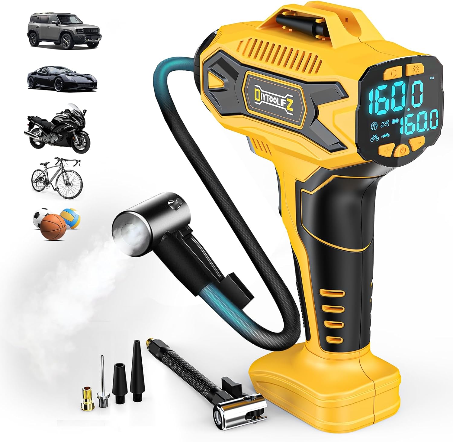 Detalle de DIYtoolifz Cordless Tire Inflator 160PSI