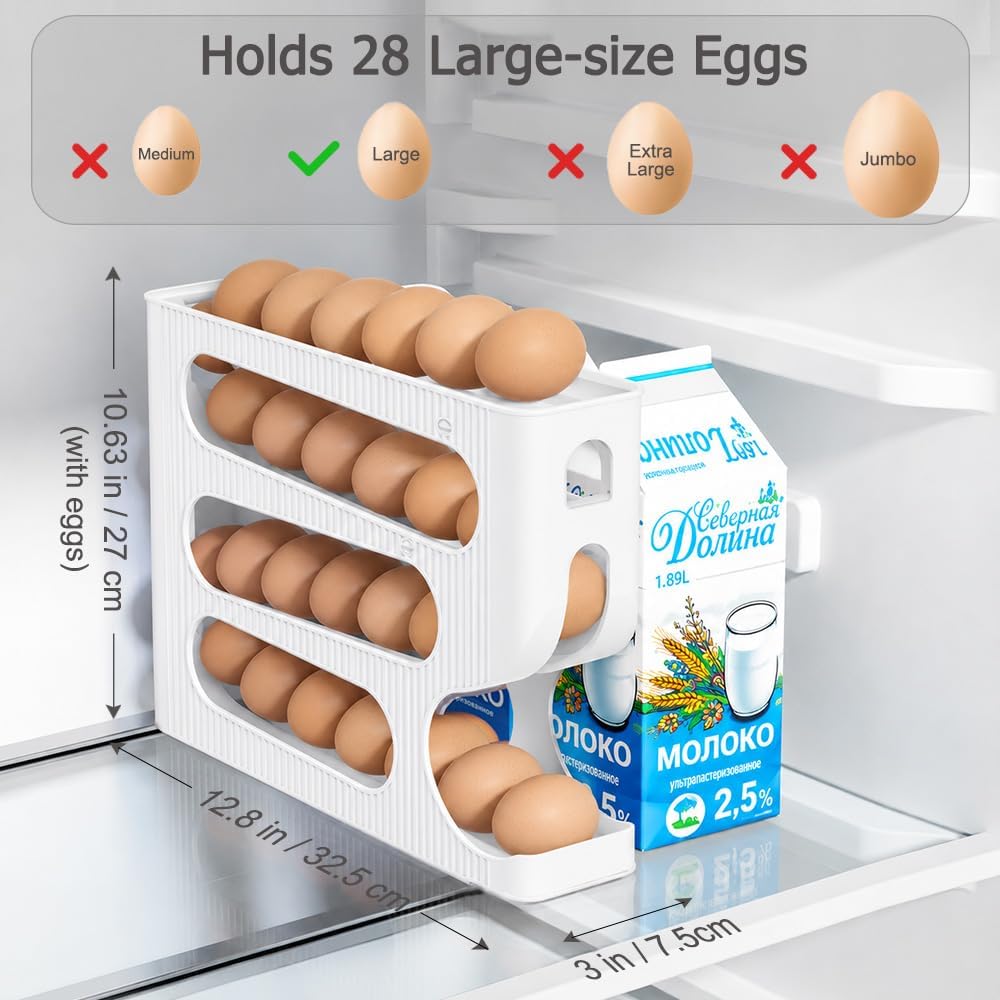 Thumbnail 4 de Sotfamily FIFO Egg Holder, 28-Egg Refrigerator Organizer with Auto-Rolling Design