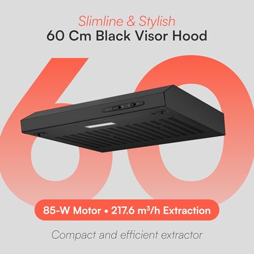 Detalle de Cookology 60cm Visor Cooker Hood (217.6 m³/h) in Black