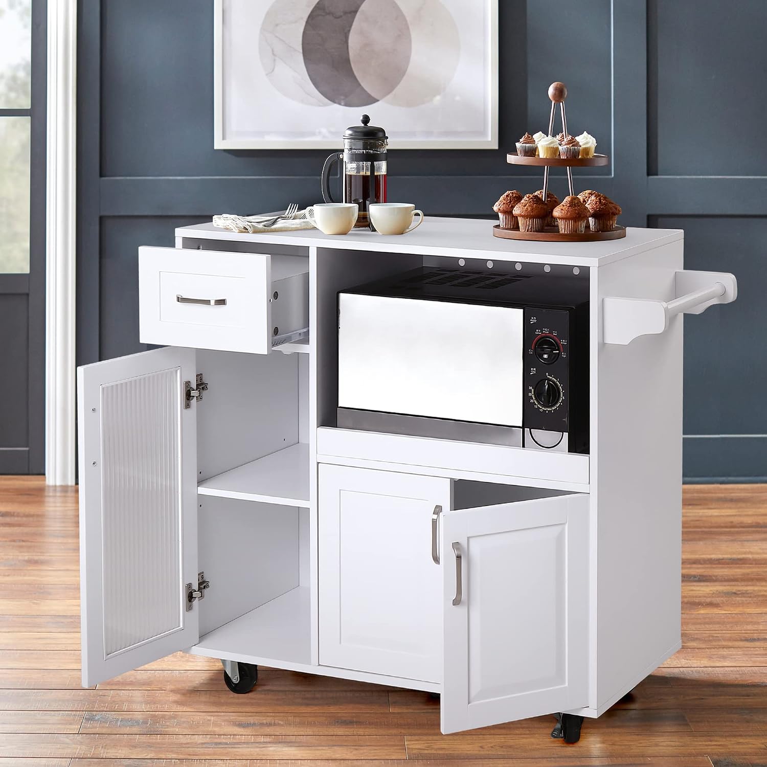 Detalle de PHI VILLA Microwave Stand Cart MDF