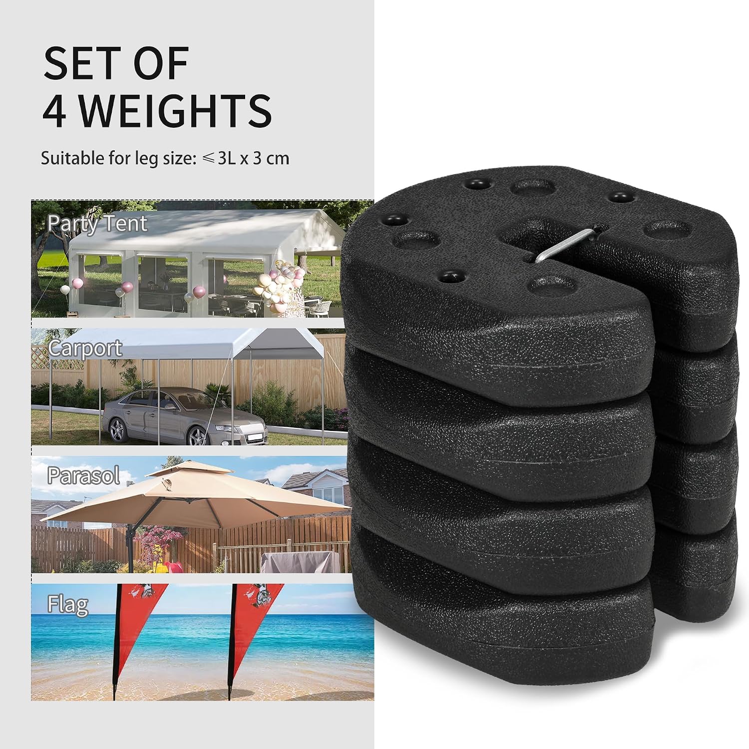 Thumbnail 3 de Outsunny Gazebo Weights Set of 4 (Total 12kg) with Reinforce Pins and Carry Belt