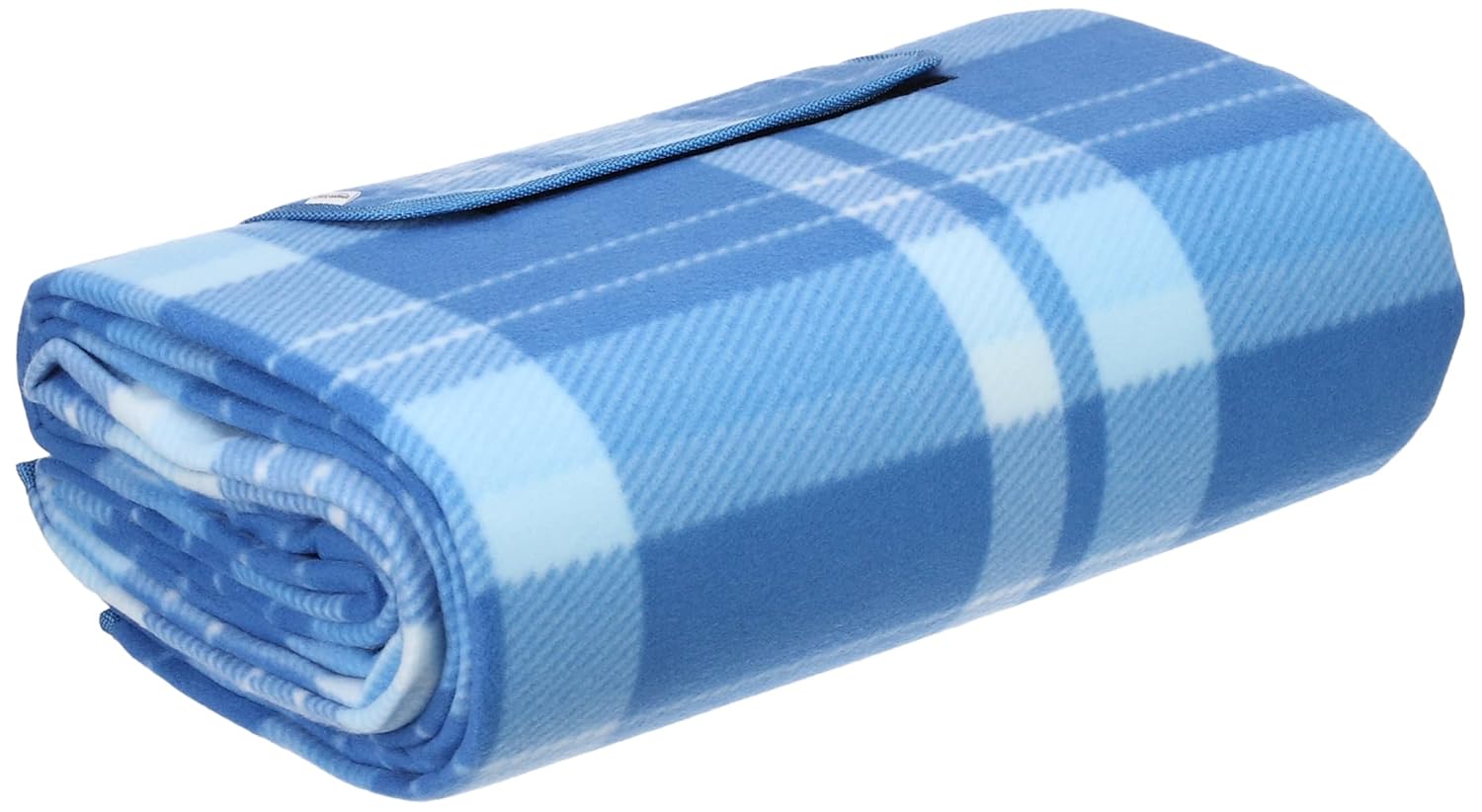 Detalle de Amazon Basics Reisedecke mit wasserdichter Rückseite – 200 x 200 cm, Hellblaues Plaid