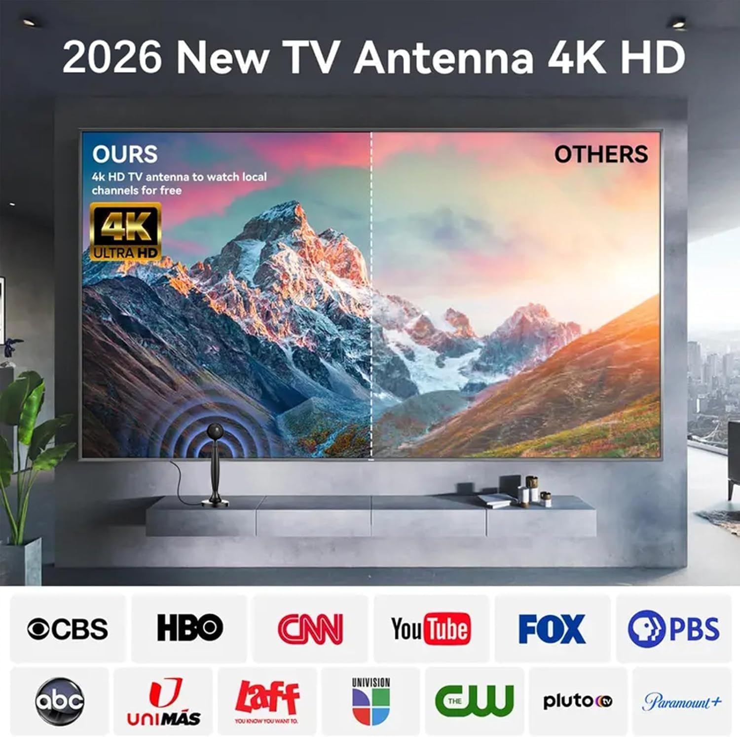 Thumbnail 6 de TV Antenna for Smart TV Indoor/Outdoor with 2800+ Miles Range and 360° Signal Booster