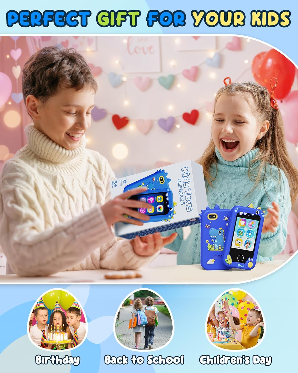Thumbnail 6 de UCIDCI Kinder Handy Spielzeug mit Dual-Kamera – Lernspielzeug, MP3-Player und mehr (Blau)