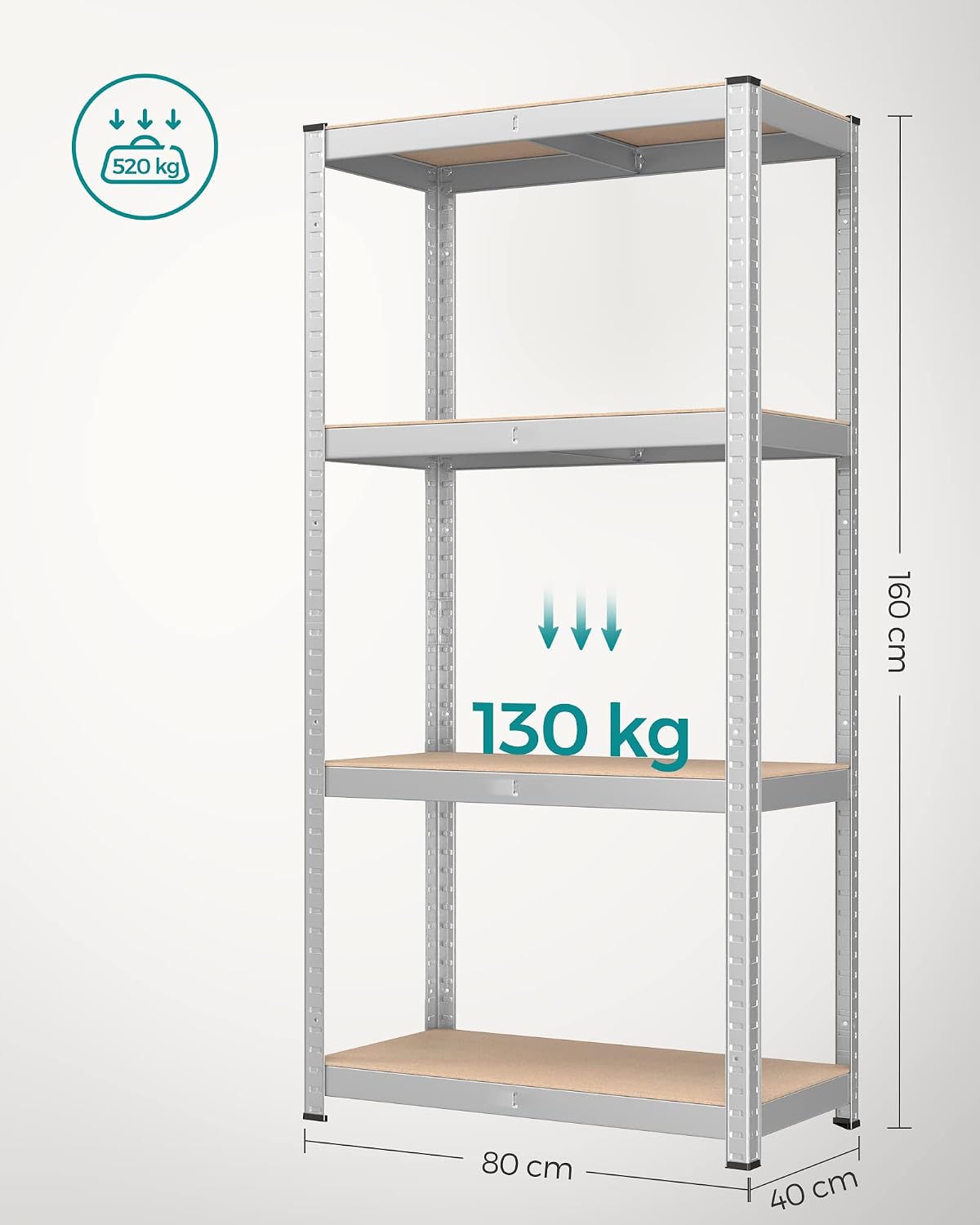 Thumbnail 2 de SONGMICS 4-Tier Shelving Units (Set of 2) – Boltless Steel Racking for Garage and Workshop