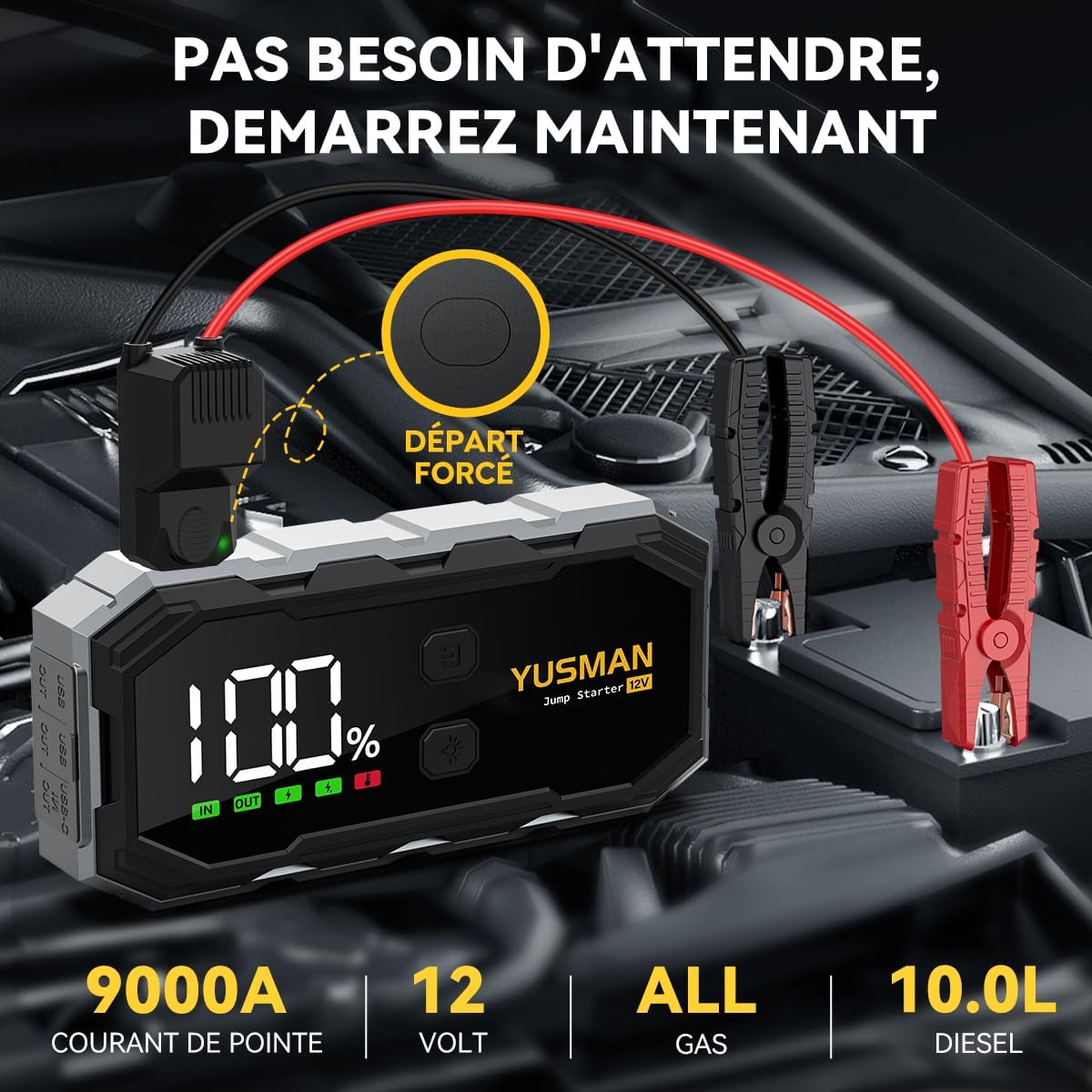 Detalle 2 de YUSMAN Starthilfe Powerbank 6000A Autobatterie-Booster