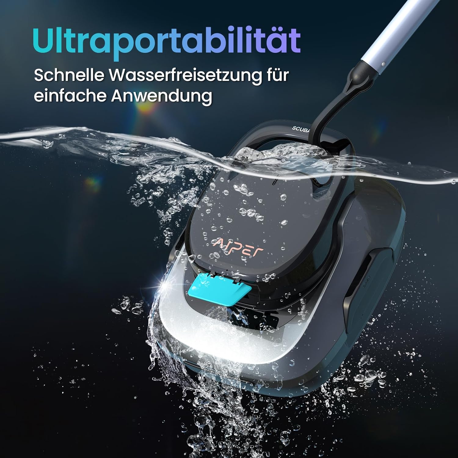 Detalle de AIPER Kabelloser Poolroboter Seagull 800B mit Akku (90 Min Laufzeit), Doppelantrieb & Selbstparkfunktion