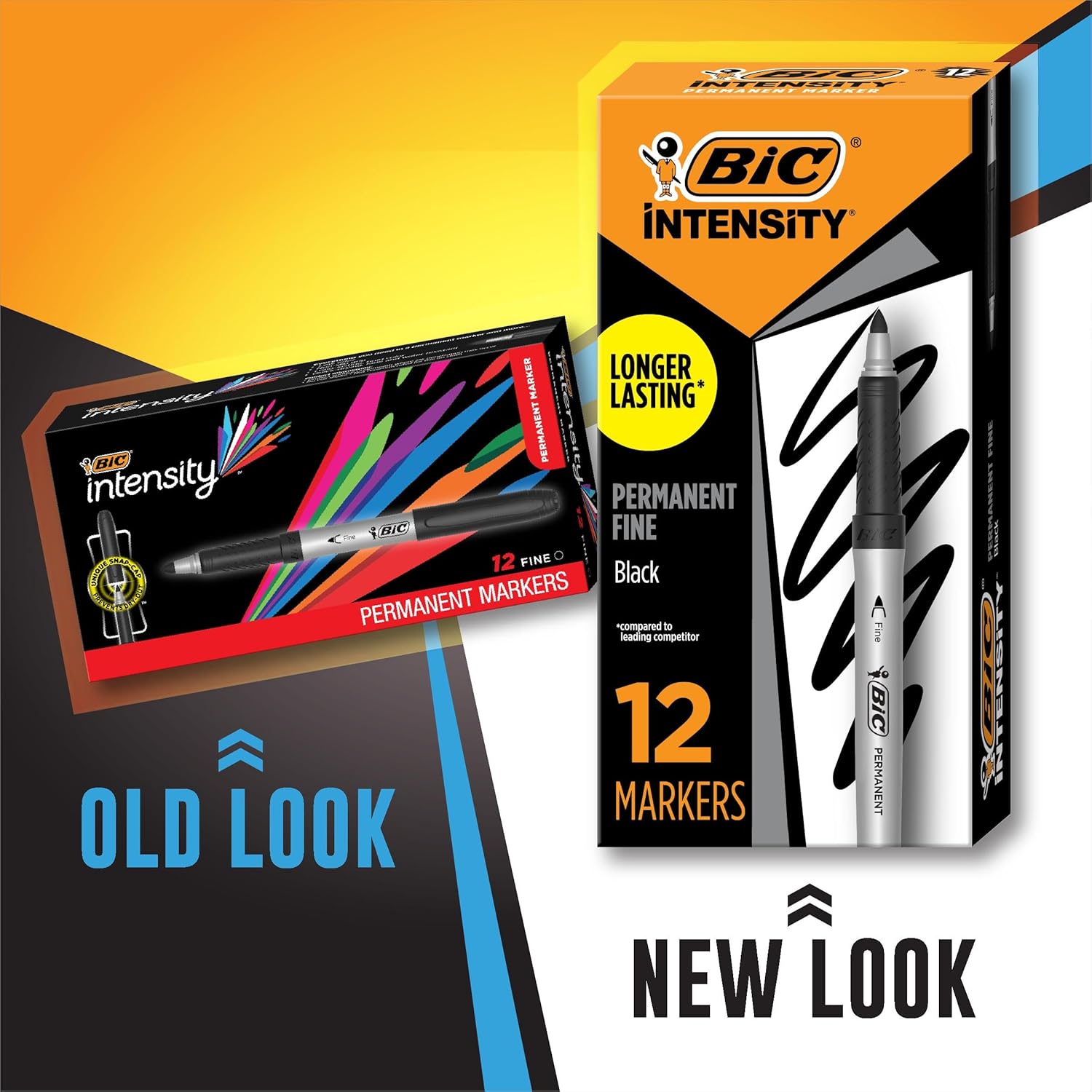 Thumbnail 1 de BIC Intensity Ecriture Marqueurs Permanents – Pointe Ultra-Fine, Noir, Boîte de 12