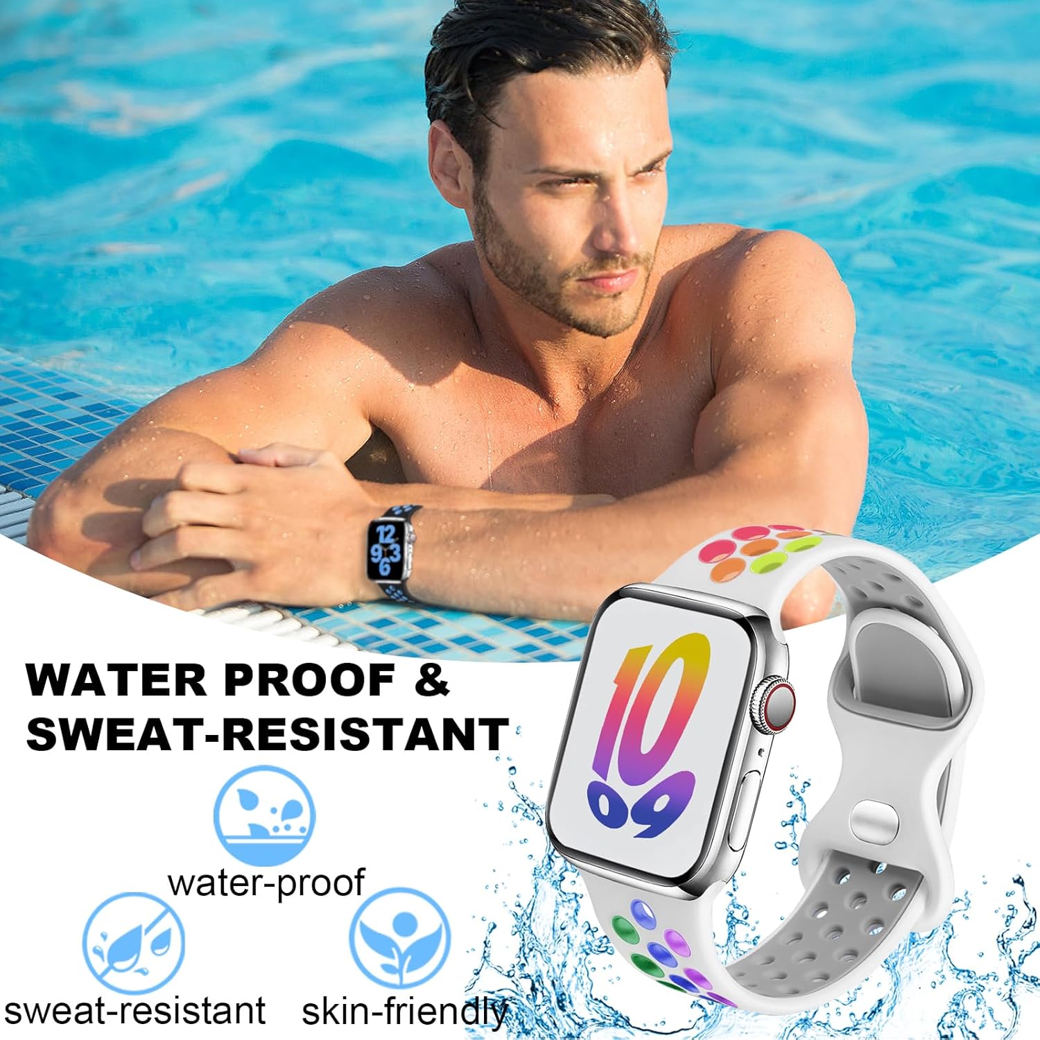 Thumbnail 4 de Sport Strap Silicone Replacement for Apple Watch (38mm–49mm, Series 1–10/SE/Ultra compatible)