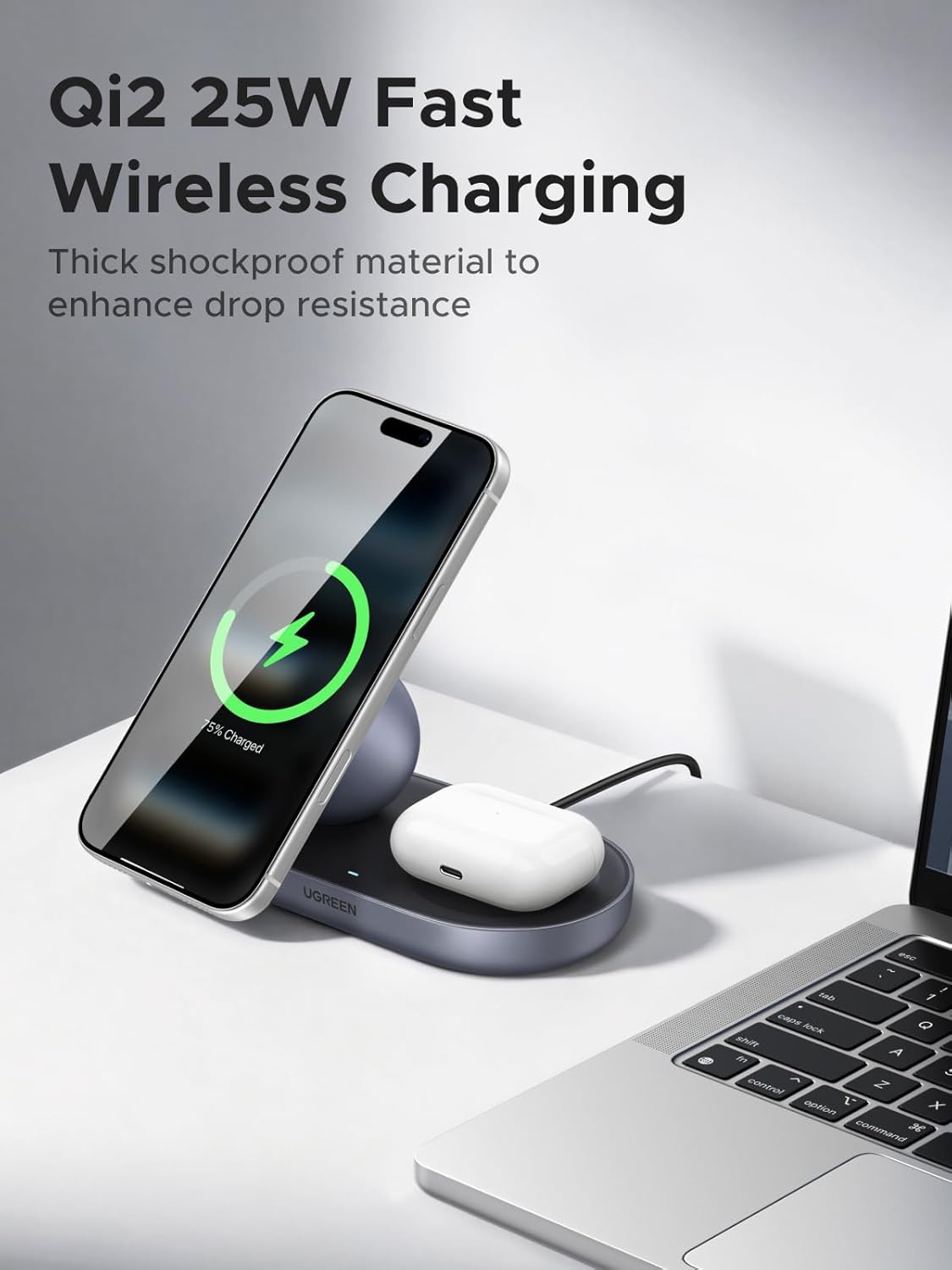 Thumbnail 1 de UGREEN Zapix Chargeur Induction iPhone Qi2 25W (2 en 1) compatible MagSafe