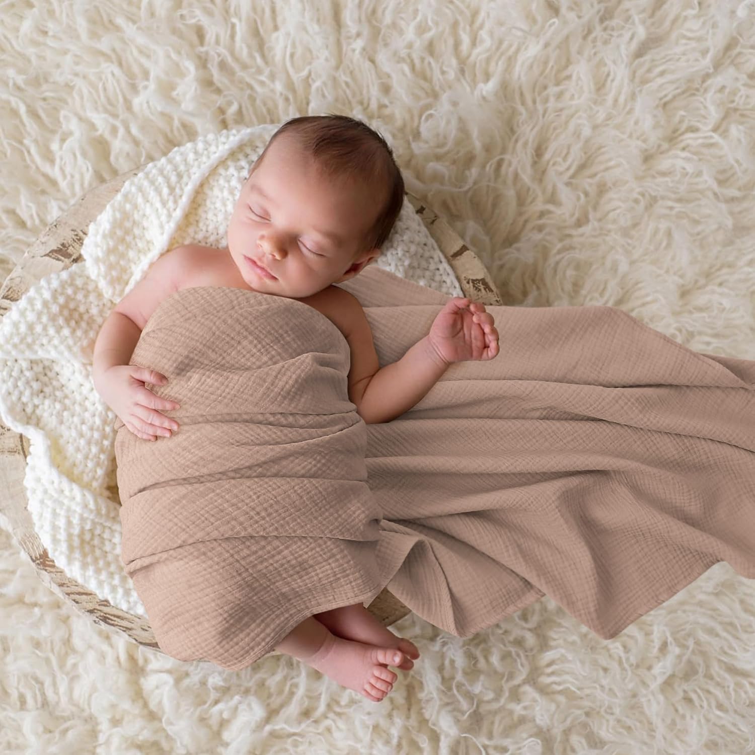 Detalle de bearmoss Muslin Swaddle Blankets – 100% Cotton, 96x100cm, 3 Pack (Berry)
